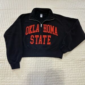 Oklahoma State Black and Orange Crop Pullover